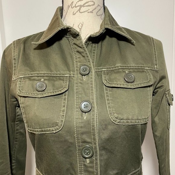 J. Crew Military Utility Jacket Olive Green Size XS 100% Cotton - Picture 3 of 10